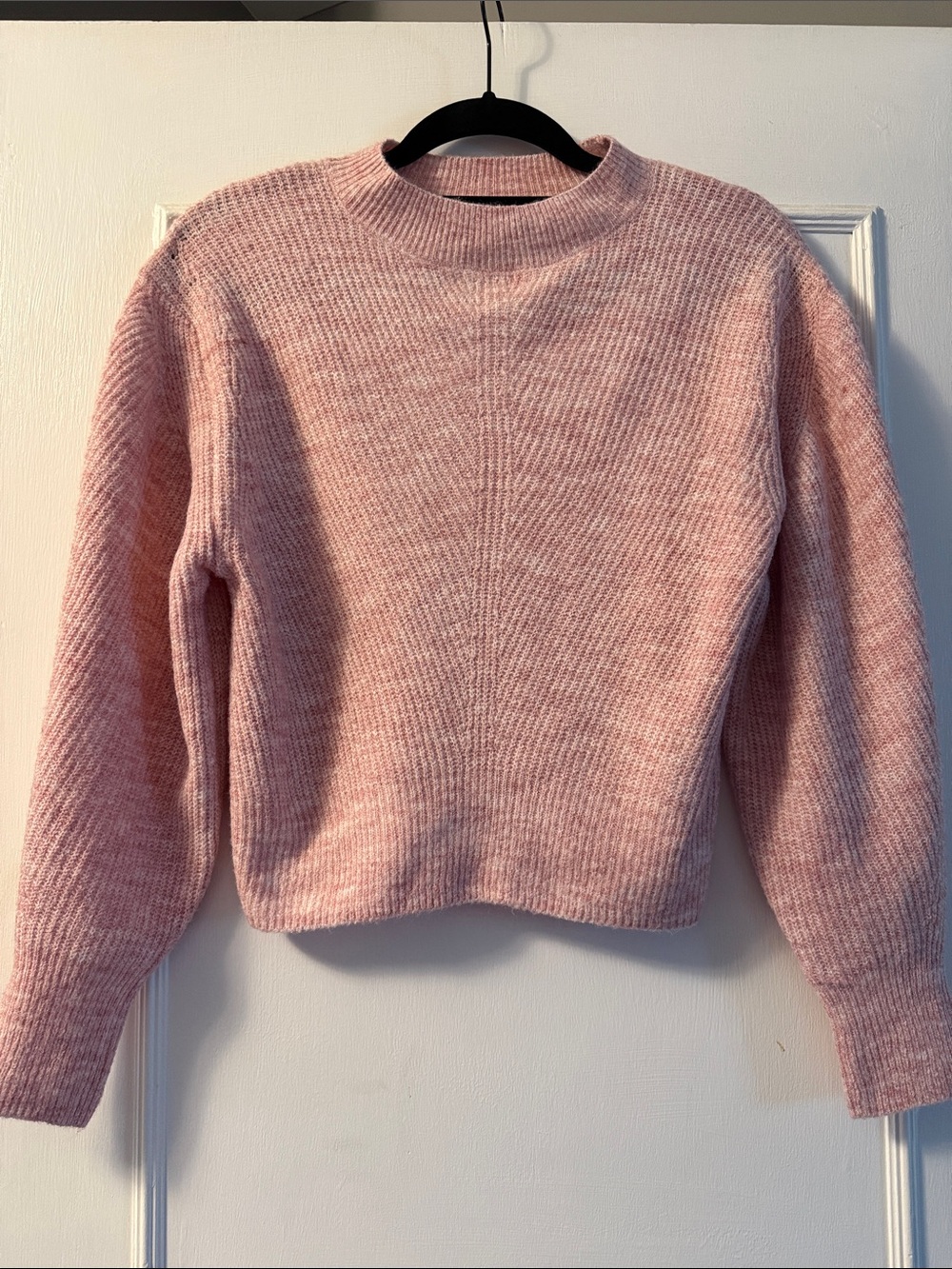 Topshop Blush Pink Ribbed Crewneck Sweater